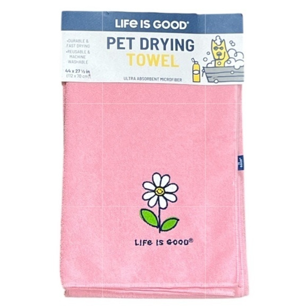 Life is good - 2/$28 - ‘Daisy - pink’ pet drying towel. NWT.